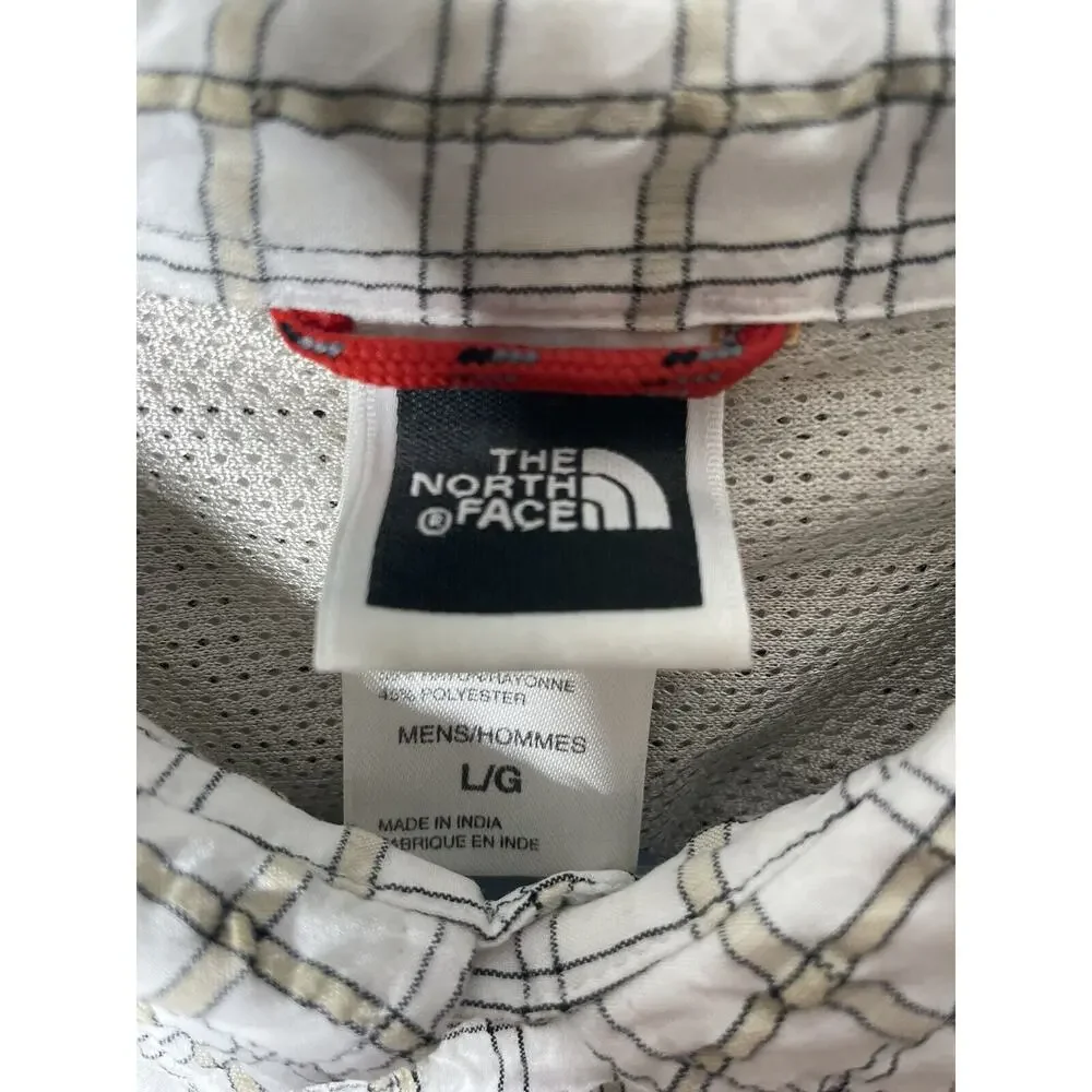 The North Face Men’s Button Down Shirt Short Sleeve White Plaid Size Large